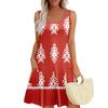 Summer Dresses For Women Beach Boho Sleeveless Printing Flowy Pocket Tshirt Tank Sundresses