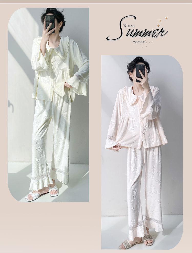 2025 Damen Samt Jacquard Pyjama: Gemütliches Spitzen-Homewear-Set für Herbst & Winter