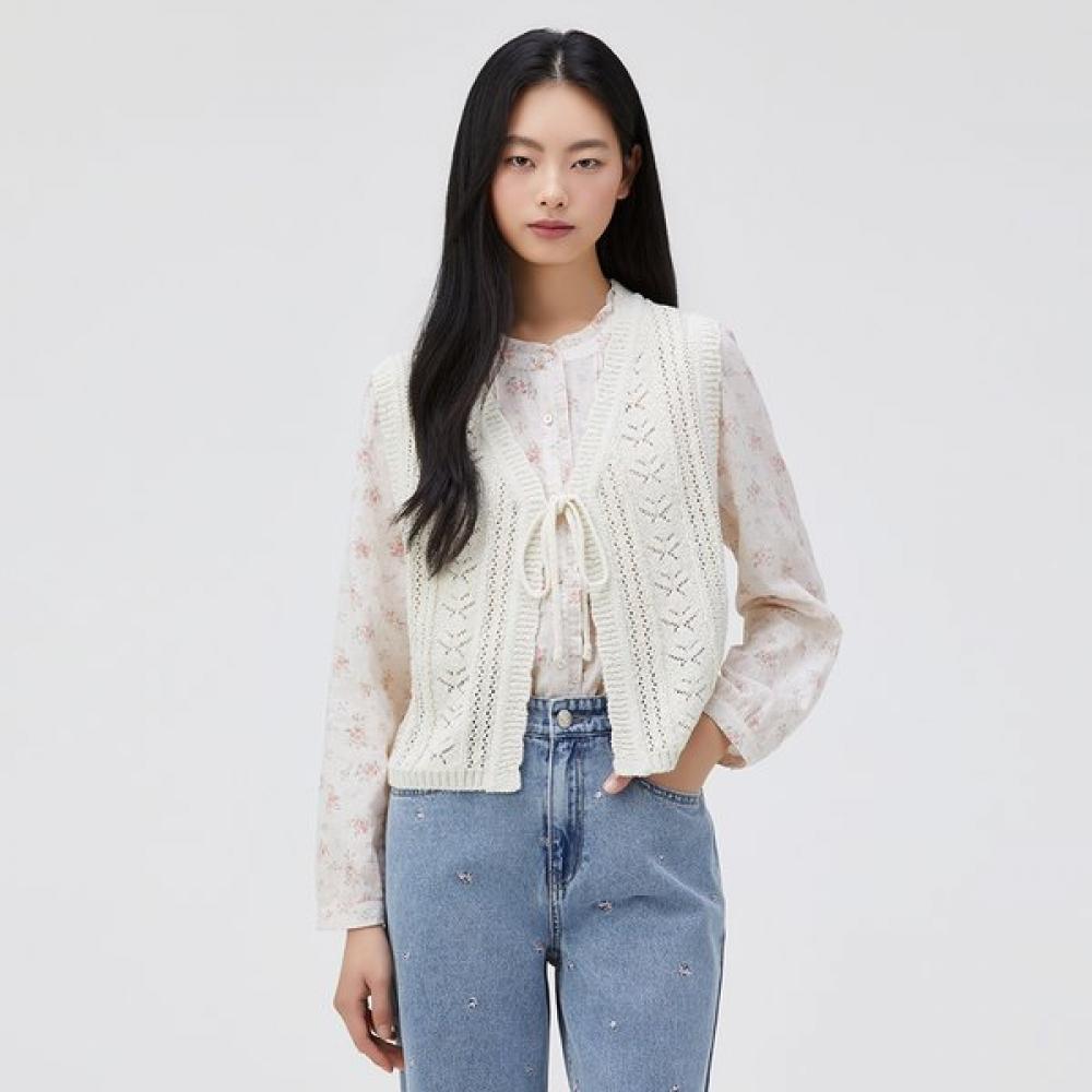 Thursday Island Lace Mix Print Frill Blouse T262mbl148w