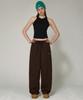 BOUNDARY Classic Logo Side Pleated Wide Sweatpants [Brown]