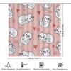 Adorable Cat Print Shower Curtain Pink White Polyester Material Waterproof Design For Bathroom Decorations.