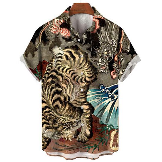 2026 Hawaiian Men's Vacation Beach Shirt Turn-down Collar Short Sleeve Shirt