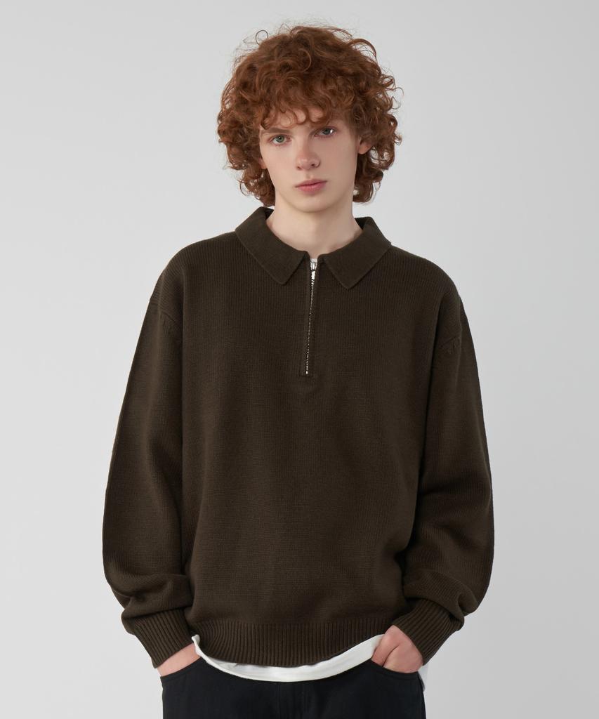 UNTAPPED STUDIO [2Pack] Oversized Half-Zip Collar Hacci Knit 5 Colors