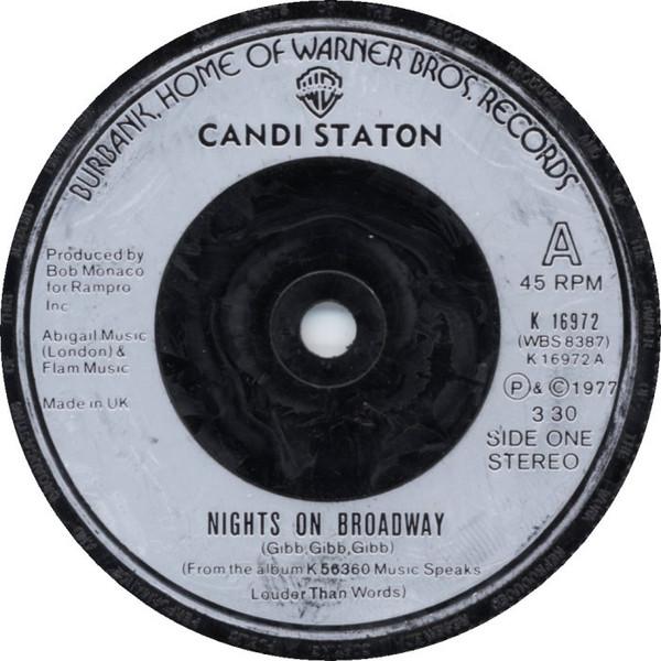 

7inch Record CANDI STATON - Nights On Broadway K16972 WARNER BROS. 1977 UK Soul/Funk Used