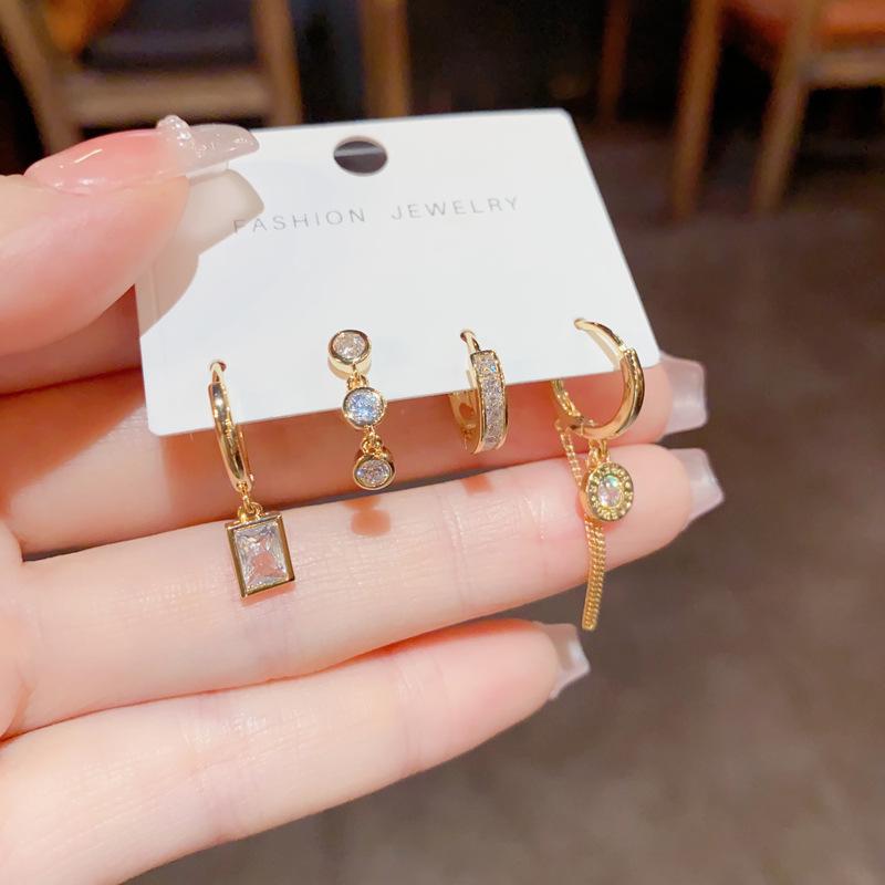 Stylish Irregular Four-Piece Ear Cuff Set: European and American Fashion Luxury Accessories