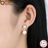 BAMOER New 100% Authentic 925 Silver Simulated Pearls Jewelry Special Style Female Drop Earrings SCE002
