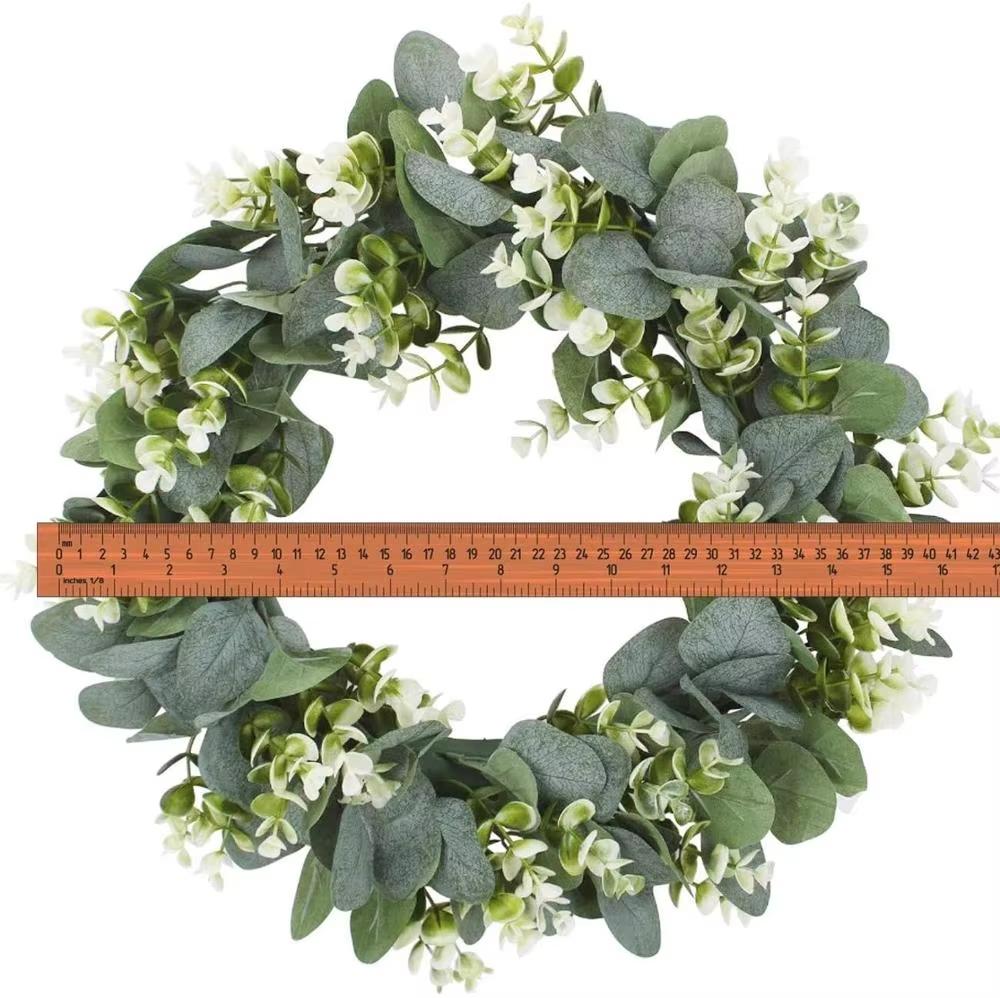 1pc Artificial Plants Eucalyptus Wreath Door Knocker Green Leaf Round Home Room Decora Festival Party Hanging Porches Windowsill