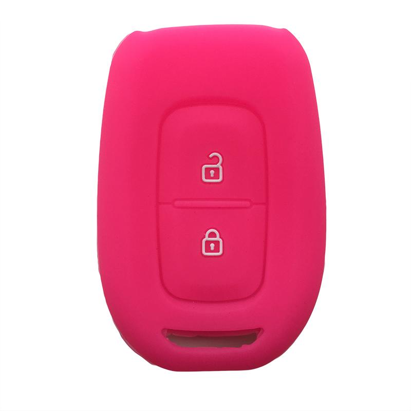 

For Renault Logan Stepway 2019 Silicone Car Key Cover Case for Renault Sandero Duster Dacia Scenic Master Megane Key Cover Яскраво-рожевий
