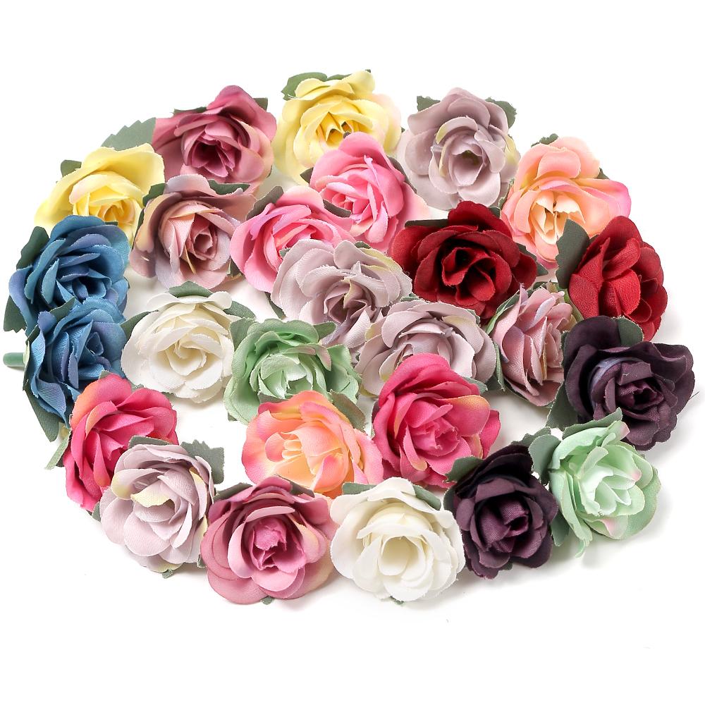 10/20Pcs 3.5cm Mini Rose Artificial Flowers Heads for Home Decor Garden Wedding Decoration Fake Flowers DIY Craft Accessories