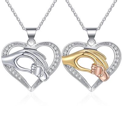 Adjustable Diamond-Studded Mother-Child Love Necklace with Clavicle Chain