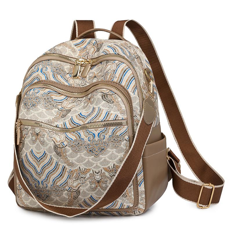 Женский водонепроницаемый кожаный рюкзак - Дорожная сумка большой вместимости и трансформируемая наплечная сумка хаки