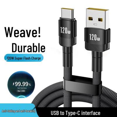 120W Type-C Super Flash Charge Cable for Apple 15/16, Huawei, Vivo, Oppo, Honor