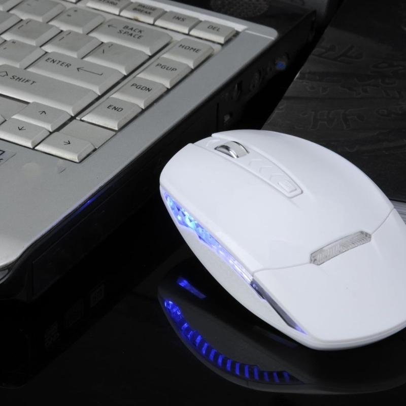 Blue Glowing Ergonomic Wireless Mouse 1600DPI 4Buttons Opticals Sensors For Desktop Laptop Quiet Operation 3A Powereds