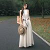 The New Summer Models Are Particularly Beautiful, Pinched Waist Small Skirt, French Vacation Style, Unique Temperament, White Vest Dress, Women's