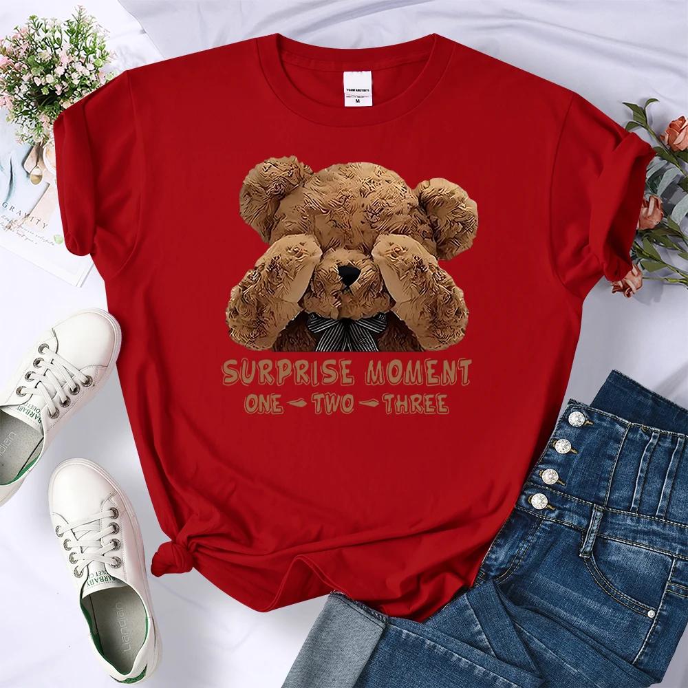 

One Two Three Teddy Bear Printed Women T Shirt AllMatch Casual Short Sleeve Summer Soft Top Hip Hop Oversize FeUnisex Clothes S
