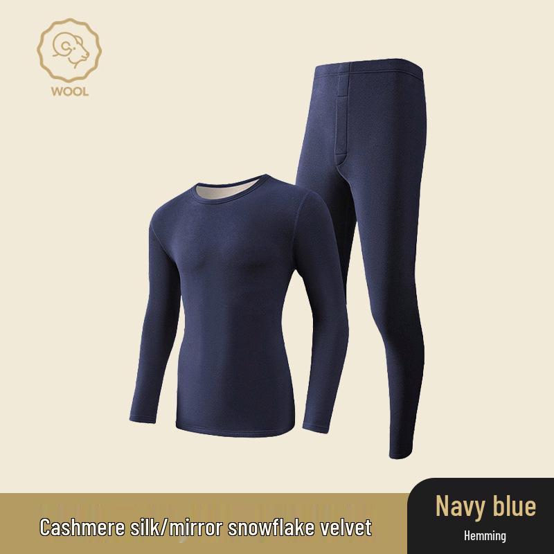 Ropa interior térmica de cachemira y seda alemana: Conjunto Unisex sin Costuras de Cuello Redondo para Otoño e Invierno