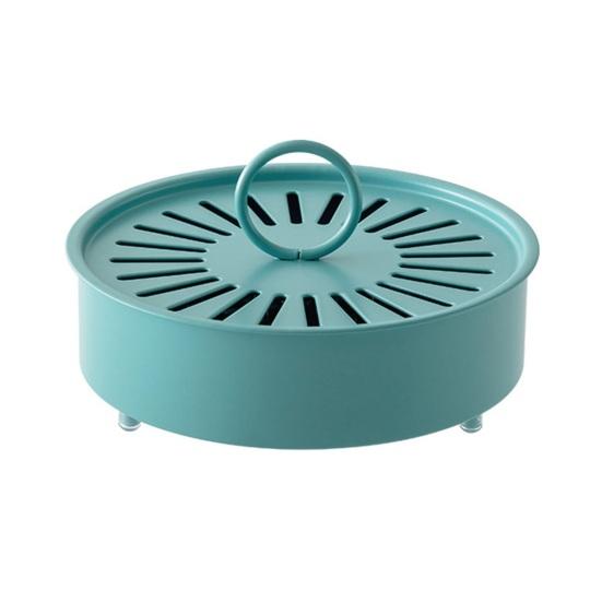 Incense Coil Holder with Handle Cover Portable Indoor Outdoor Camping Fireproof Round Metal Repellent Spiral Incense Burner Ash Catcher Tray