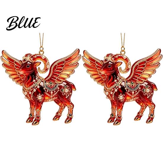Seasonal Celebration Ornaments 2Pcs 2D Goat Hanging Ornaments Acrylic Winged Pendants Year of Christmas Tree Decor The Auspicious Decorations