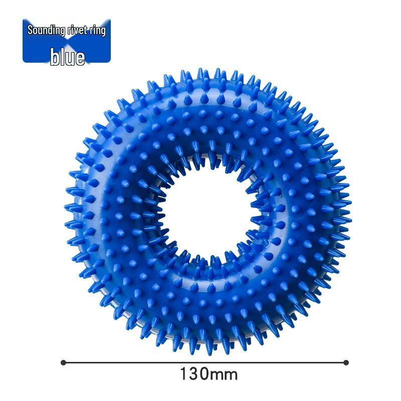 Aisenweil Durable Squeaky Dog Chew Ring - Soft Rubber, Spiky Design for Dental Cleaning, Safe on Gums.
