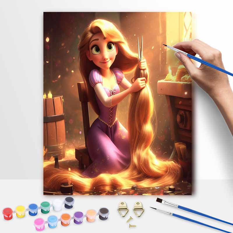 Disney Rapunzel oil painting art painting kit handmade diy gift home decoration wall decor princess long hair craft paint by number set