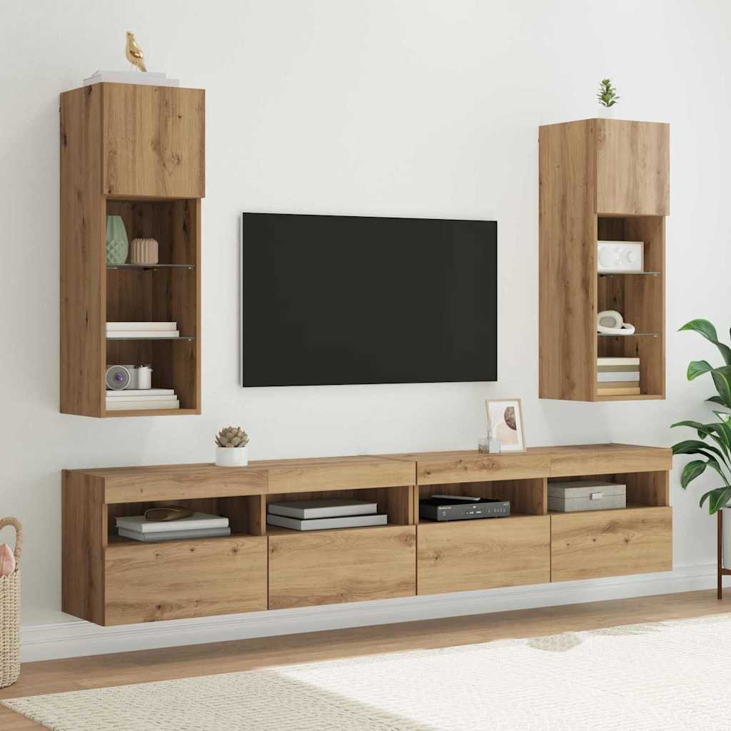 Wall Mounted TV Cabinets 2 Pcs Artisan Oak 30.5 X 30 X 90 Cm