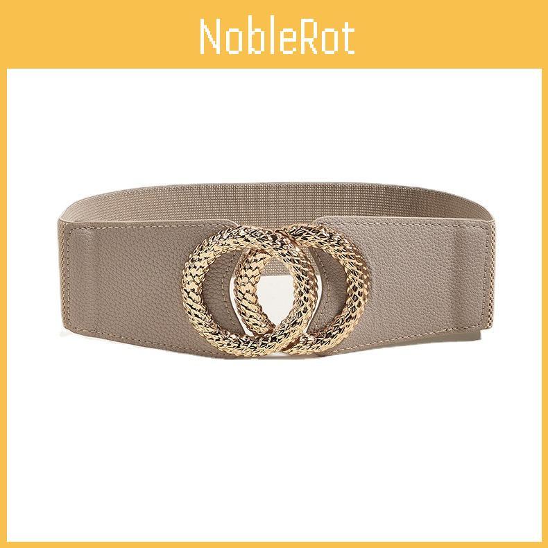 European Style Womens Leather Wide Belt With Alloy Double Buckle For Dresses And Coats