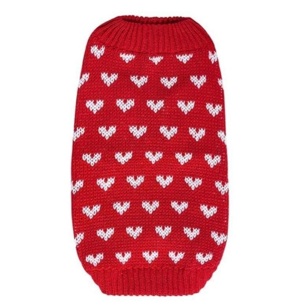Adorable Heart Pattern Pet Knitting Sweaters Warm Round Neck Dog Knit Pullover Breathable Autumn Dog Clothes Daily Wear