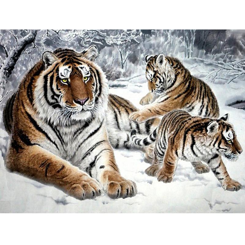 Animal DIY 5D Diamond Painting Cross Stitch Tiger Diamond Embroidery Full Round Resin Mosaic Rhinestones Handmade Holiday Gift