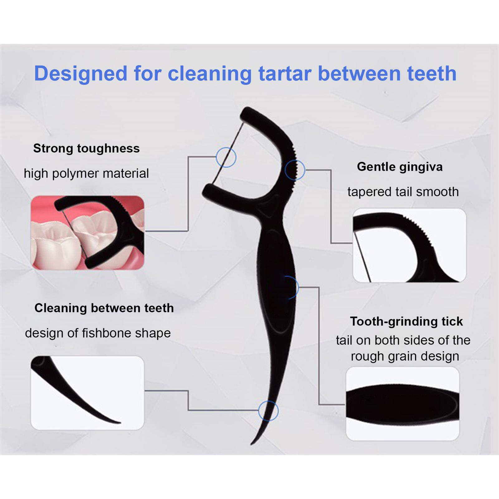 

50 шт. Зубочистка 2 в 1, зубная нить, высокая прочность, межзубная щетка, палочка для зубов, скребок для языка, инструменты для ухода за полостью рта чёрный