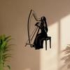1pc Iron Harpist Wall Art, Rustproof Metal Sculpture for Living Room Garden Fence, Music Lover Gift, New Year Valentine Indoor Outdoor Decor