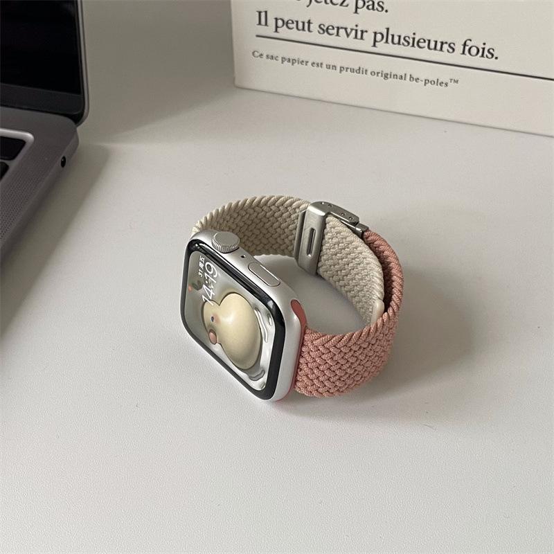 Suitable for iwatch9 Apple Watch with s10 generation nylon Applewatch87se elastic braided SE color matching
