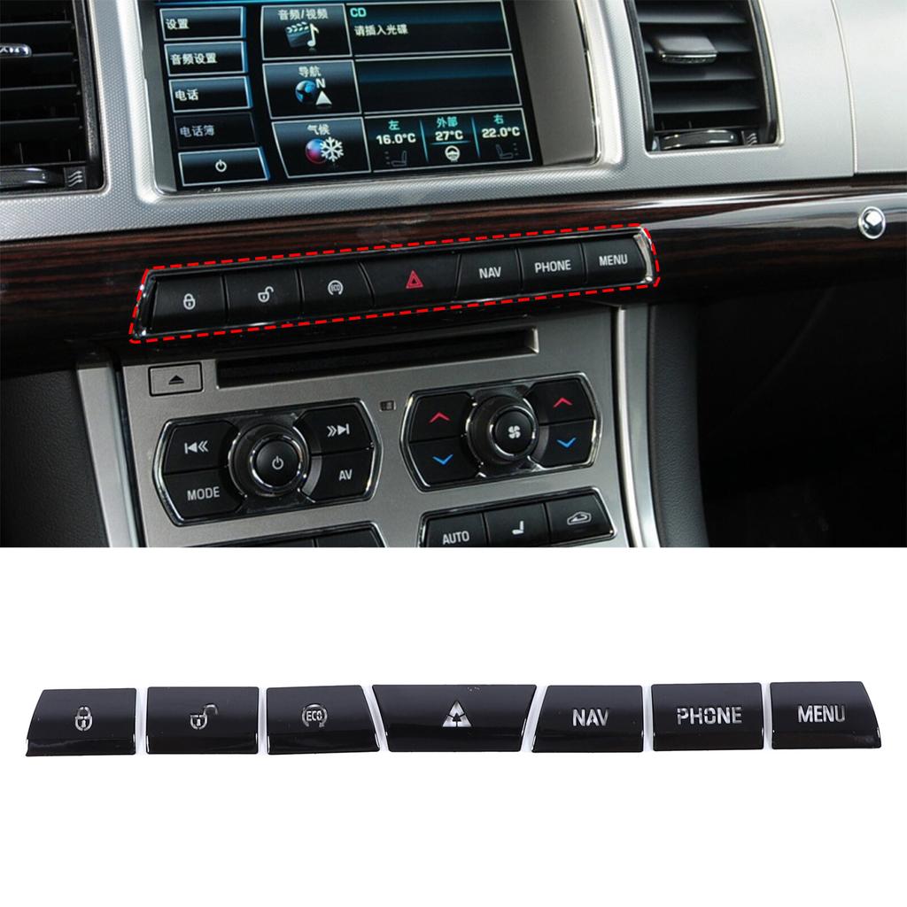 Black Alloy Center Multimedia Button Sticker Trim For Jaguar XF 12-2015