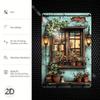 Ventana Rústica Vintage Flor Metal Arte de Pared Impermeable Decoración de Granja Señal