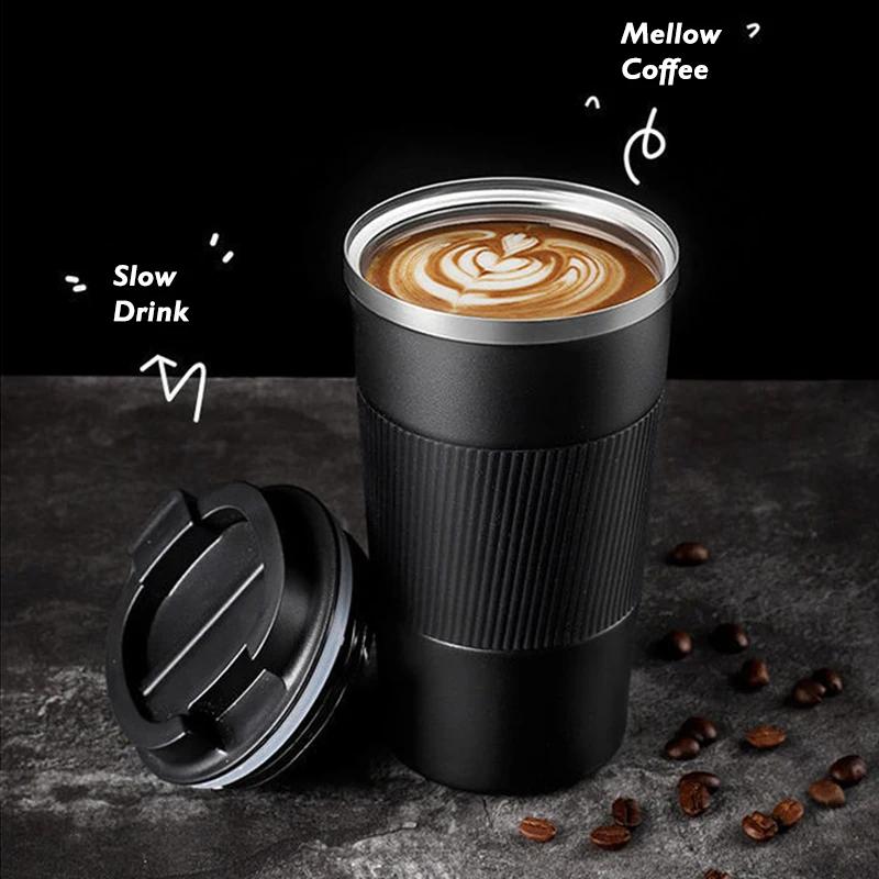 510ml 304 Stainless Steel Vacuum Insulated Portable Coffee Cup Outdoor Thermos Cup Sealed Thermal Insulation Trailing Mug Water