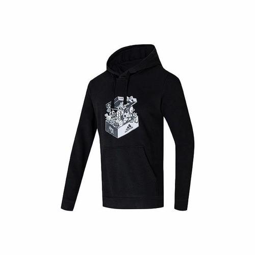 adidas sports training printed hooded pullover sweatshirt for men, black M чёрный