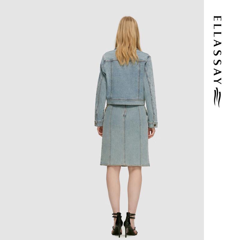 ELLASSAY Women's Rhinestone Retro Denim Jacket