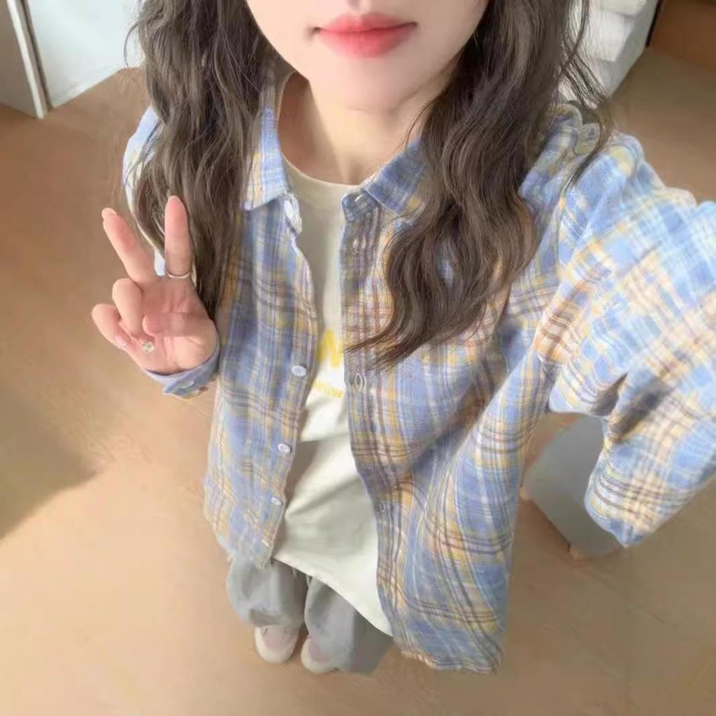 Retro Leichter Luxus Karomantel: Gelber & Blauer Langarm-Damenmantel für Frühling, Sommer und Herbst.