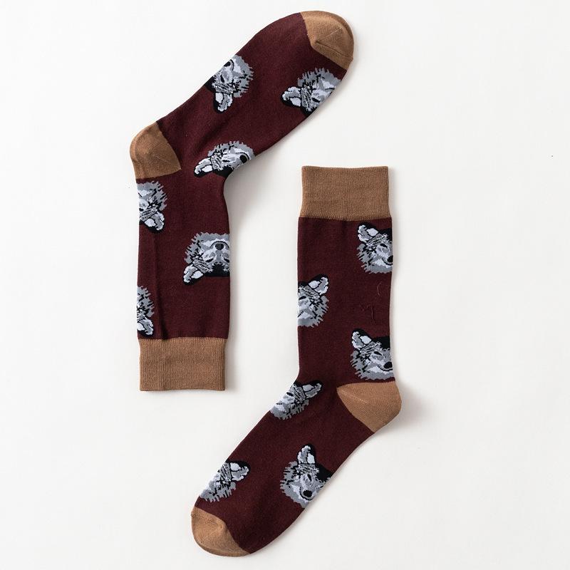 Men Socks Spotted Dog Bulldog Dog Coloured Long Style Mangy Dog Tide Socks