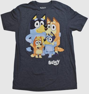 Bluey Vyrų šeimos grupės nuotrauka Vaikų mokymosi serijos grafinis marškinėlis Naujas S-2XL
