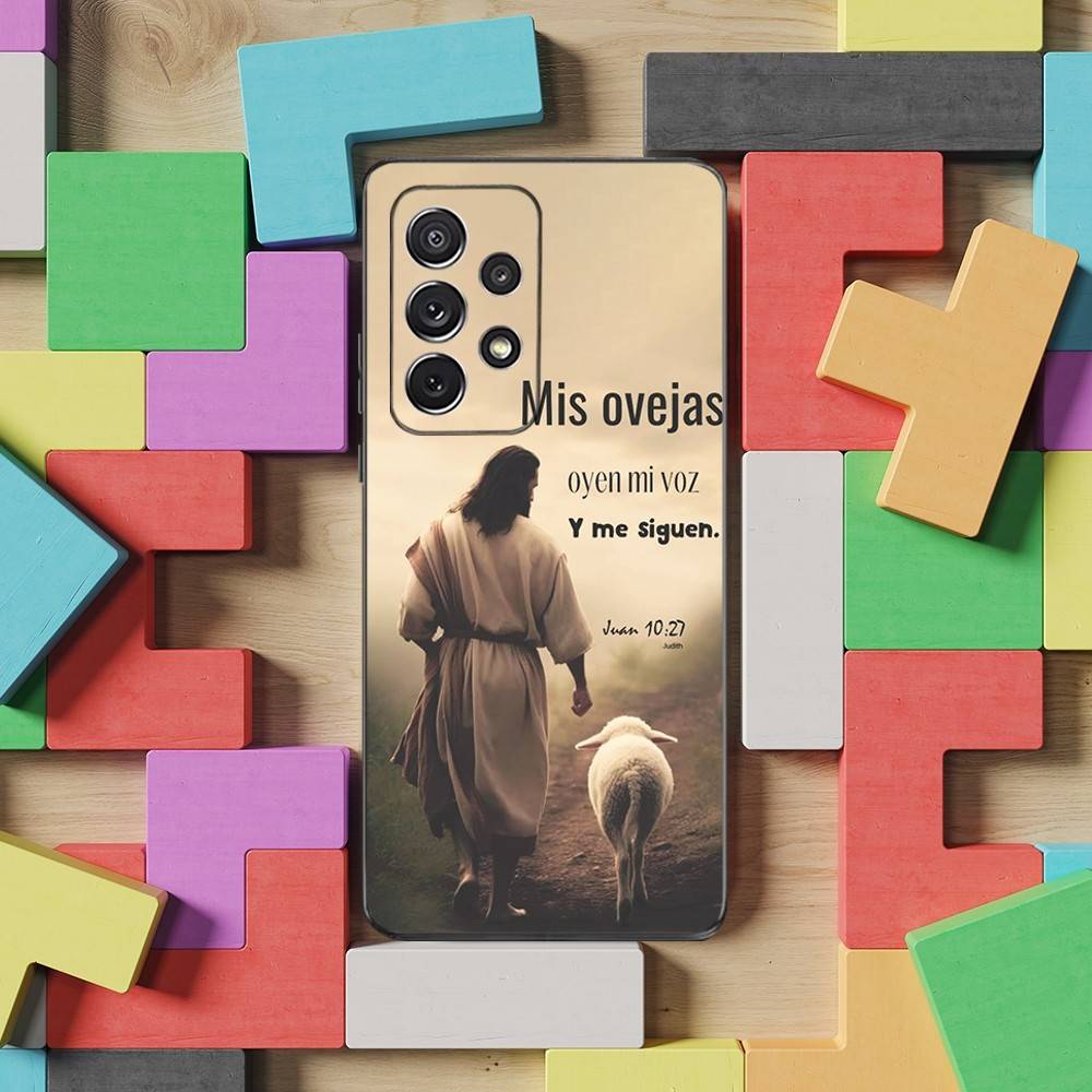Jesus Bible Verse Spanish Phone Case For Samsung S25,S24,S23,S22,S21,S20,S10,Ultra,Plus,Lite,FE,Soft Silicone Black Cover