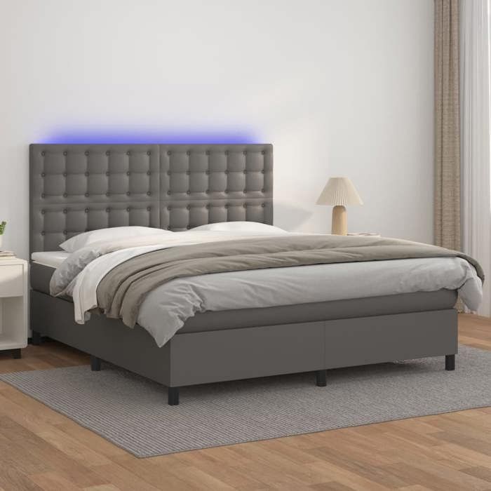 VidaXL Slatted Bed Base with Mattress and LED, Upholstered Bed, Double Bed, Adult Bed for Interior Bedroom, 3135961