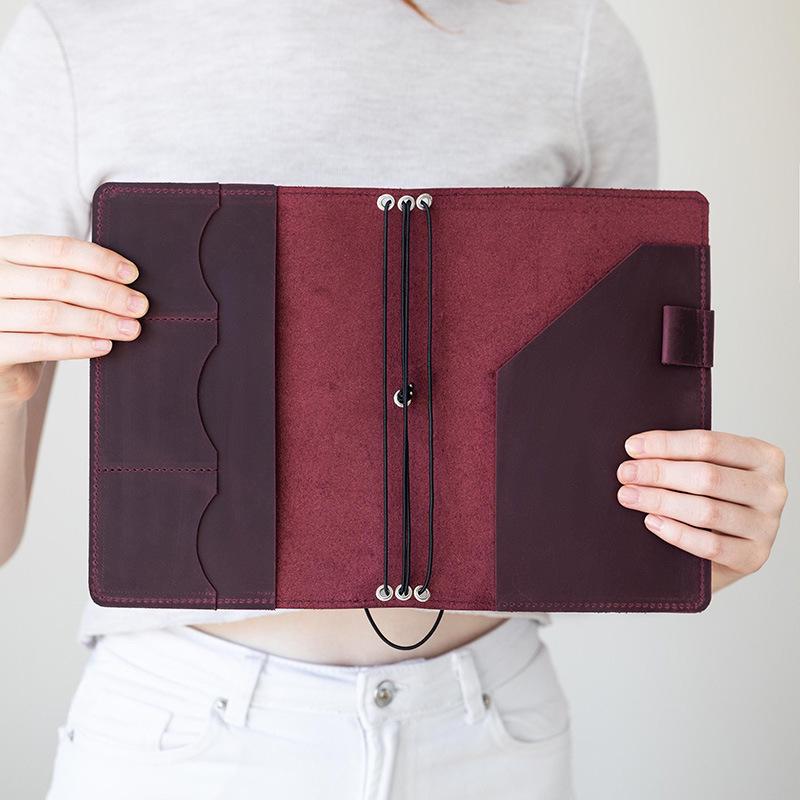 Retro A5/A6 Crazy Horse Cowhide Book Cover with Card Slots - Portable Diary & Travel Binder