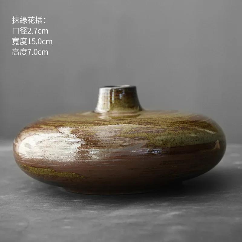 Japanese Style Black Terracotta Vase Imitation Stone Abstract Flower Arranger Table Top Vintage Ornament Living Room Flower Vase