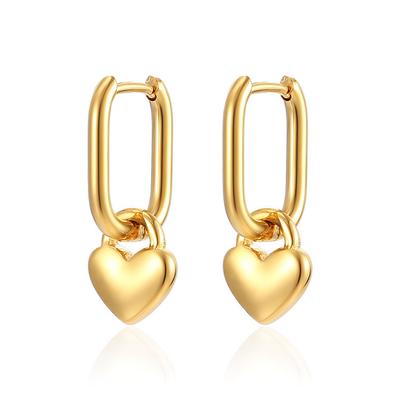 1 Pair Letter U Shape Heart Hoop Earrings For Women Gold Plated Metal Stainless Steel Earrings Punk Rock Ear Jewelry Gifts