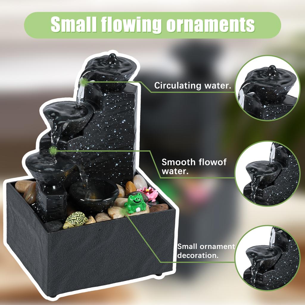 Tabletop Waterfall Decoration Relaxation Meditation Desktop Fountain with Light Office Decorative Creative Flowing Water Ornamen