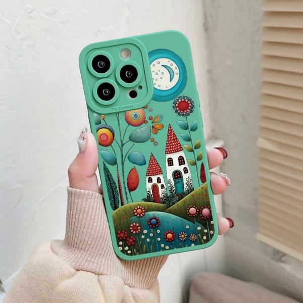 

Hand Painted Forest House Phone Case For iphone14 Pro Max Plus 13 12 Pro Max 11 X XR XS 7 8 Plus SE 2020 Soft Silicon Back Cover iphone 7 8 SE2