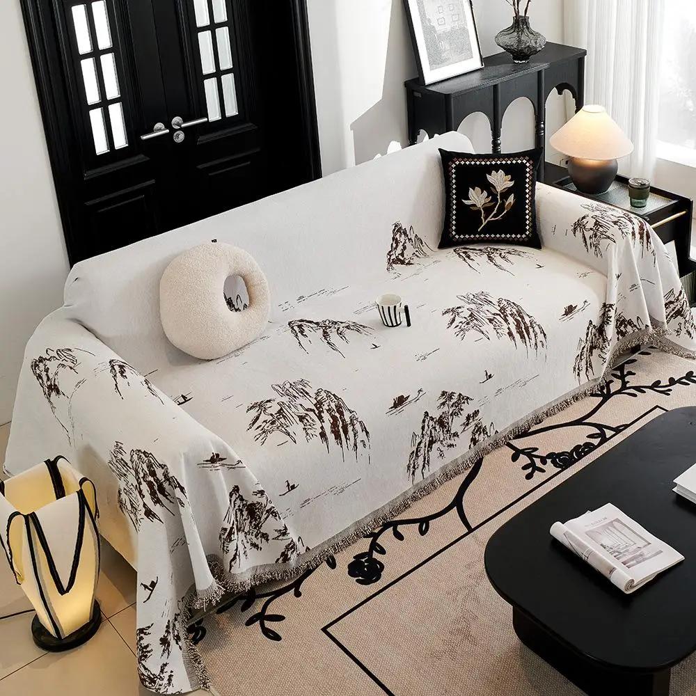 1pcs Mountain Pattern Simple Sofa Covers Four Season Universal Anti Slip Couch Cushion All-inclusive ArmChair Protector Mats