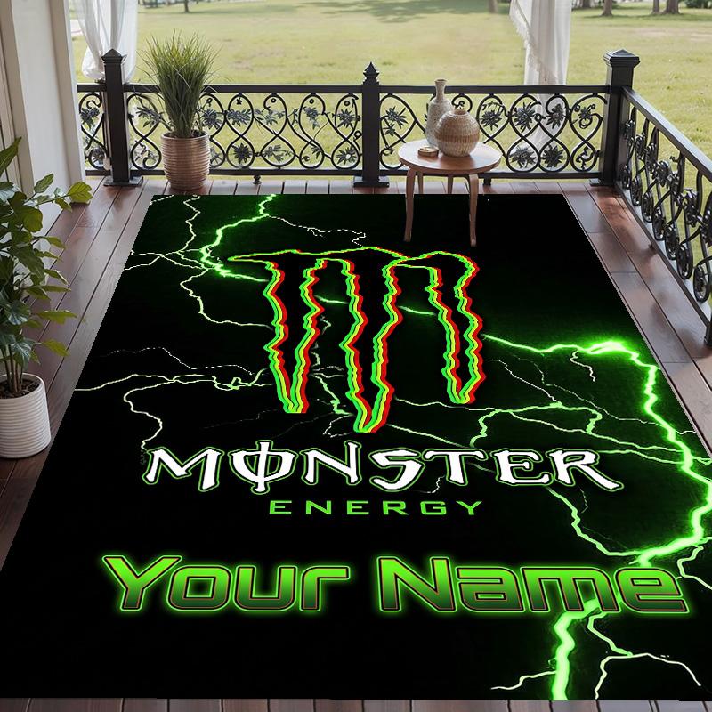 Custom Text Printed Rug Monster Energy Non Slip Floor Carpet For Home Room Decor