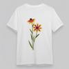Women's Oversize Trend Colorful Classic T-Shirt Red And Yellow Flower Cotton Tee