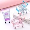 Model Shopping Cart Storage Metal Desktop Stationery Holder Toy Trolley Container  Girls